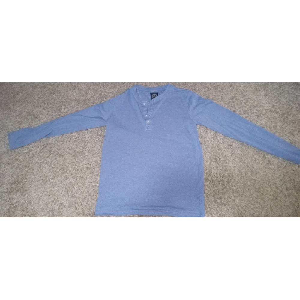 Lindbergh Mens Large Blue Long Sleeve Henley Shirt 3 Button Pullover Casual